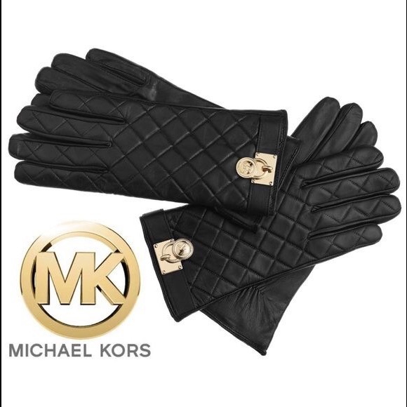 NWOT Micheal Kors Lock Leather Gloves - Picture 1 of 1